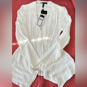 BCBG long sleeve cream top